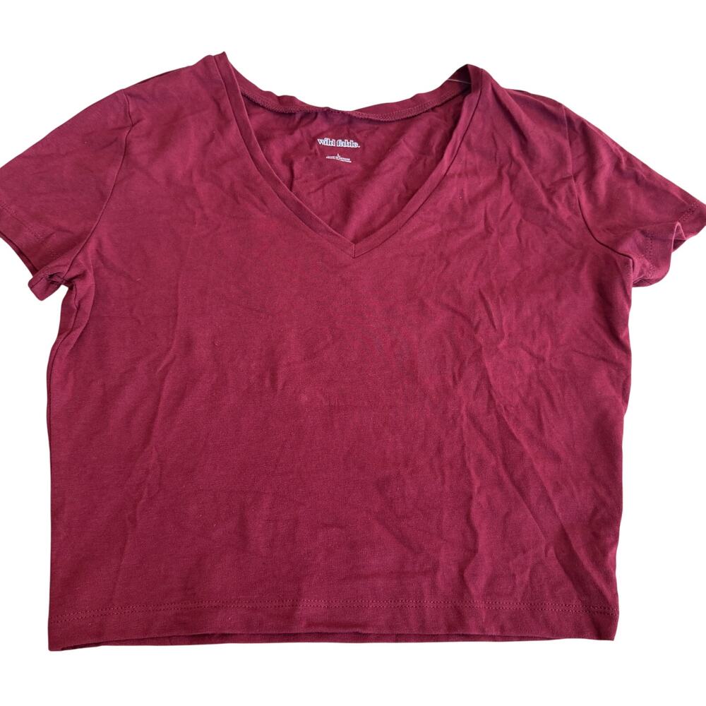 Wild Fable Women's Berry Maroon Short Sleeve Cropped T-Shirt - Size Large - NWT